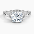 Cushion Moissanite Floral Openwork Cathedral Engagement Ring