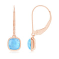 Cushion Swiss Blue Topaz Bezel Drop Earrings with Leverback