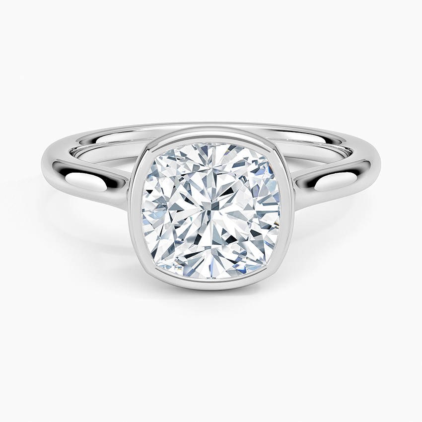 Cushion Cut Bezel Moissanite Engagement Ring