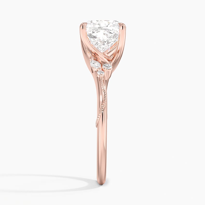 Cushion Cut Floral-Inspired Engagement Ring