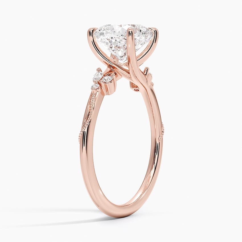 Cushion Cut Floral-Inspired Engagement Ring