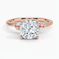 Cushion Cut Floral-Inspired Engagement Ring