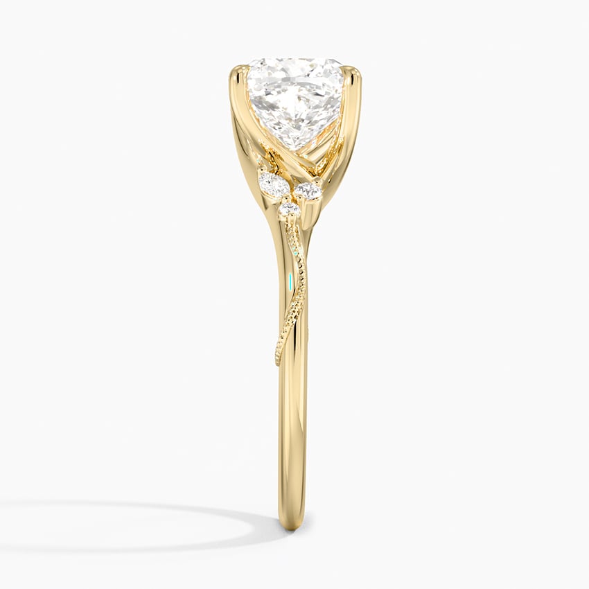 Cushion Cut Floral-Inspired Engagement Ring