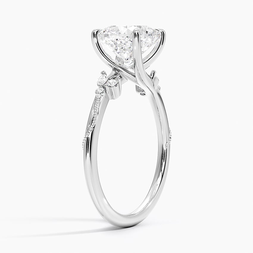 Cushion Cut Floral-Inspired Engagement Ring