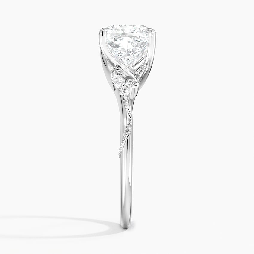 Cushion Cut Floral-Inspired Engagement Ring