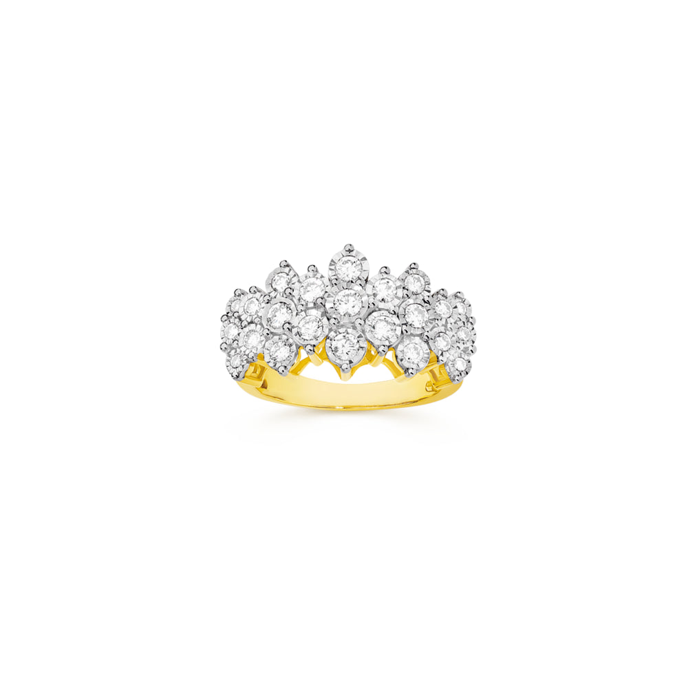 Custom Ring-Round-Cut Moissanite Cluster Statement Ring