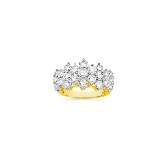 Custom Ring-Round-Cut Moissanite Cluster Statement Ring
