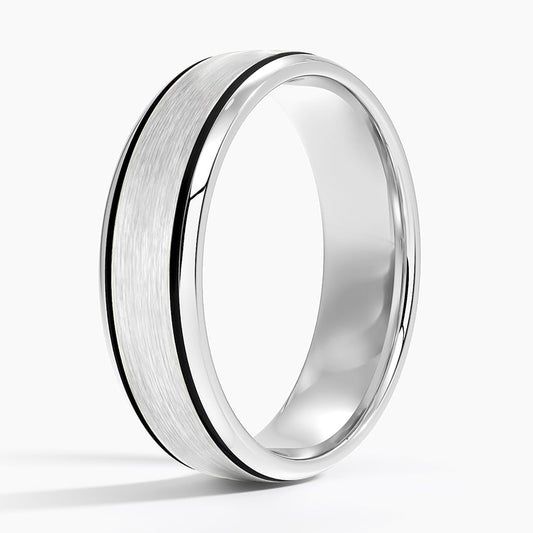 6.0 mm Dark Groove Accents Matte Men’s Wedding Band
