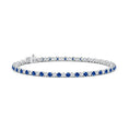 Deep Blue Lab Sapphire with Moissanite Accents Illusion Tennis Bracelet