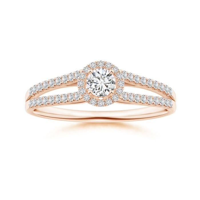 Delicate Split Shank Halo Moissanite Promise Ring