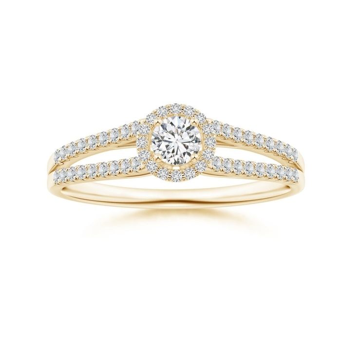 Delicate Split Shank Halo Moissanite Promise Ring