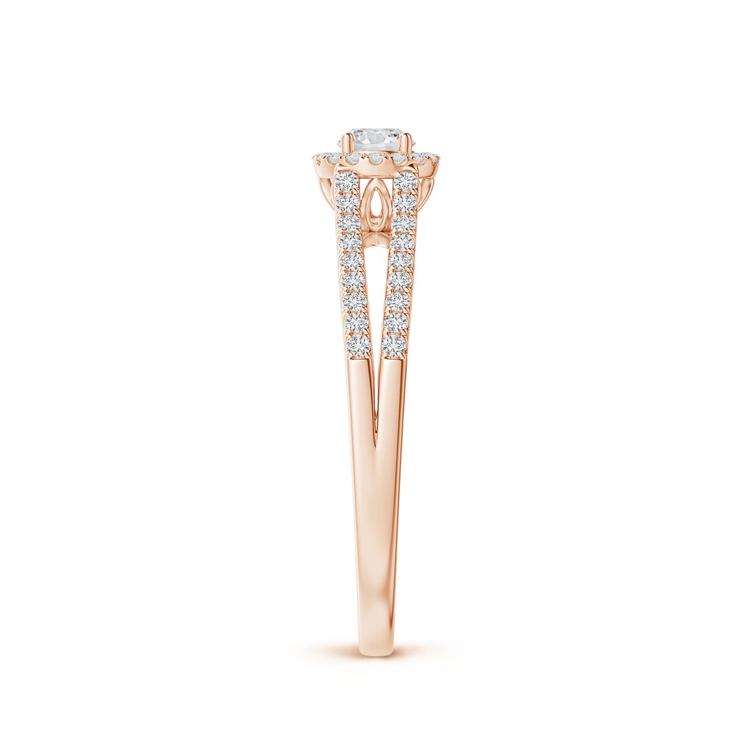 Delicate Split Shank Halo Moissanite Promise Ring