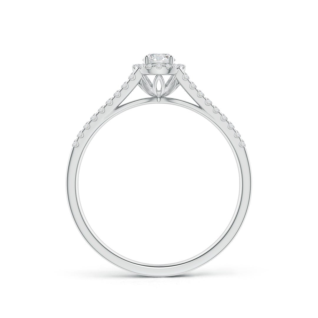 Delicate Split Shank Halo Moissanite Promise Ring
