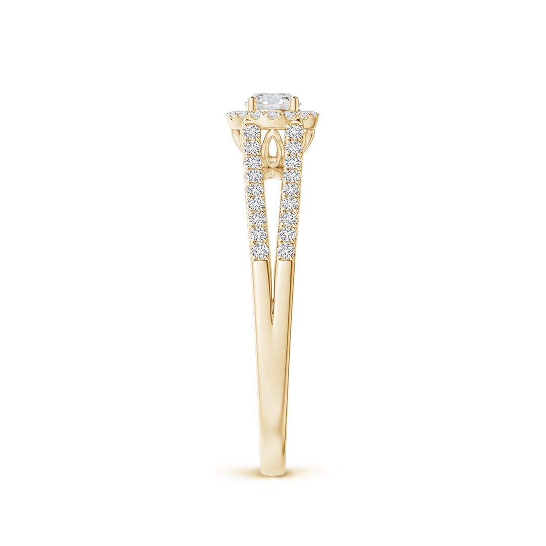 Delicate Split Shank Halo Moissanite Promise Ring