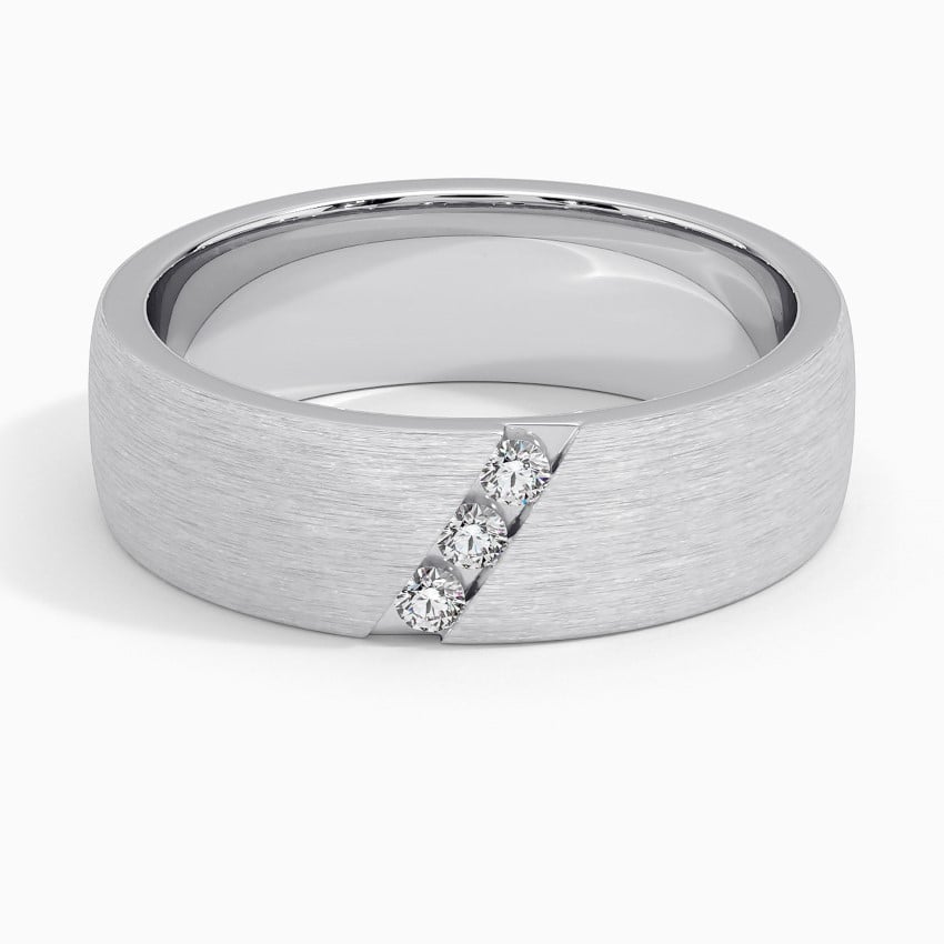 6.5 mm Diagonal Moissanite Men’s Matte Wedding Band