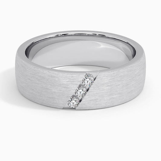 6.5 mm Diagonal Moissanite Men’s Matte Wedding Band