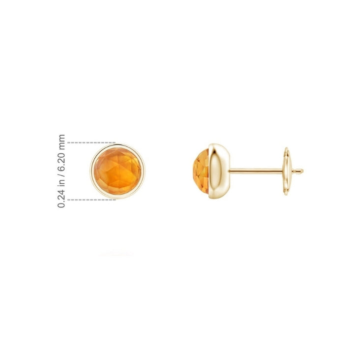 Domed Citrine Bezel Stud Earrings