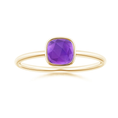 Domed Cushion Amethyst Bezel Promise Ring – 1.6 mm