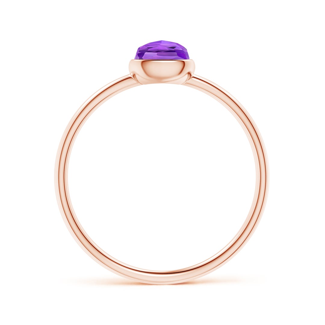 Domed Cushion Amethyst Bezel Promise Ring – 1.6 mm