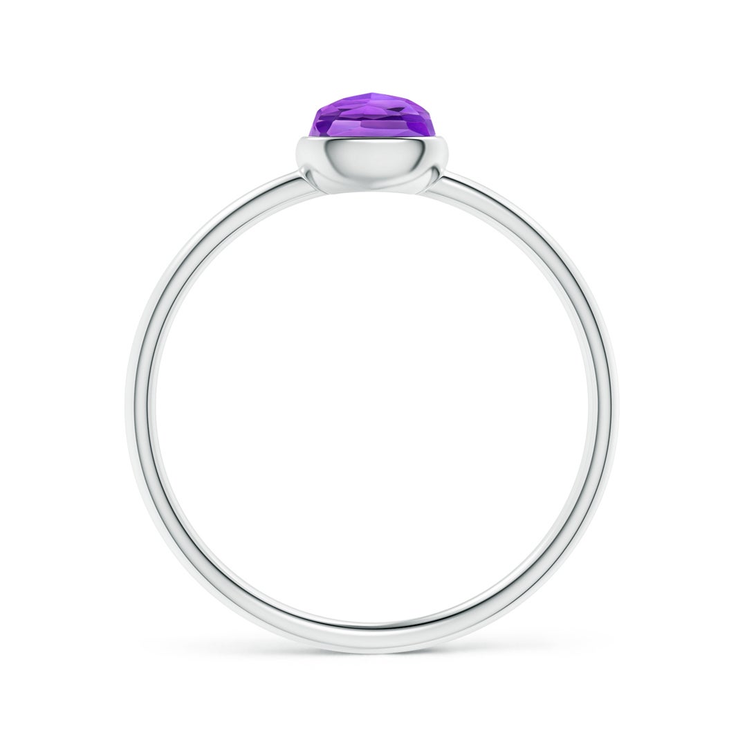 Domed Cushion Amethyst Bezel Promise Ring – 1.6 mm
