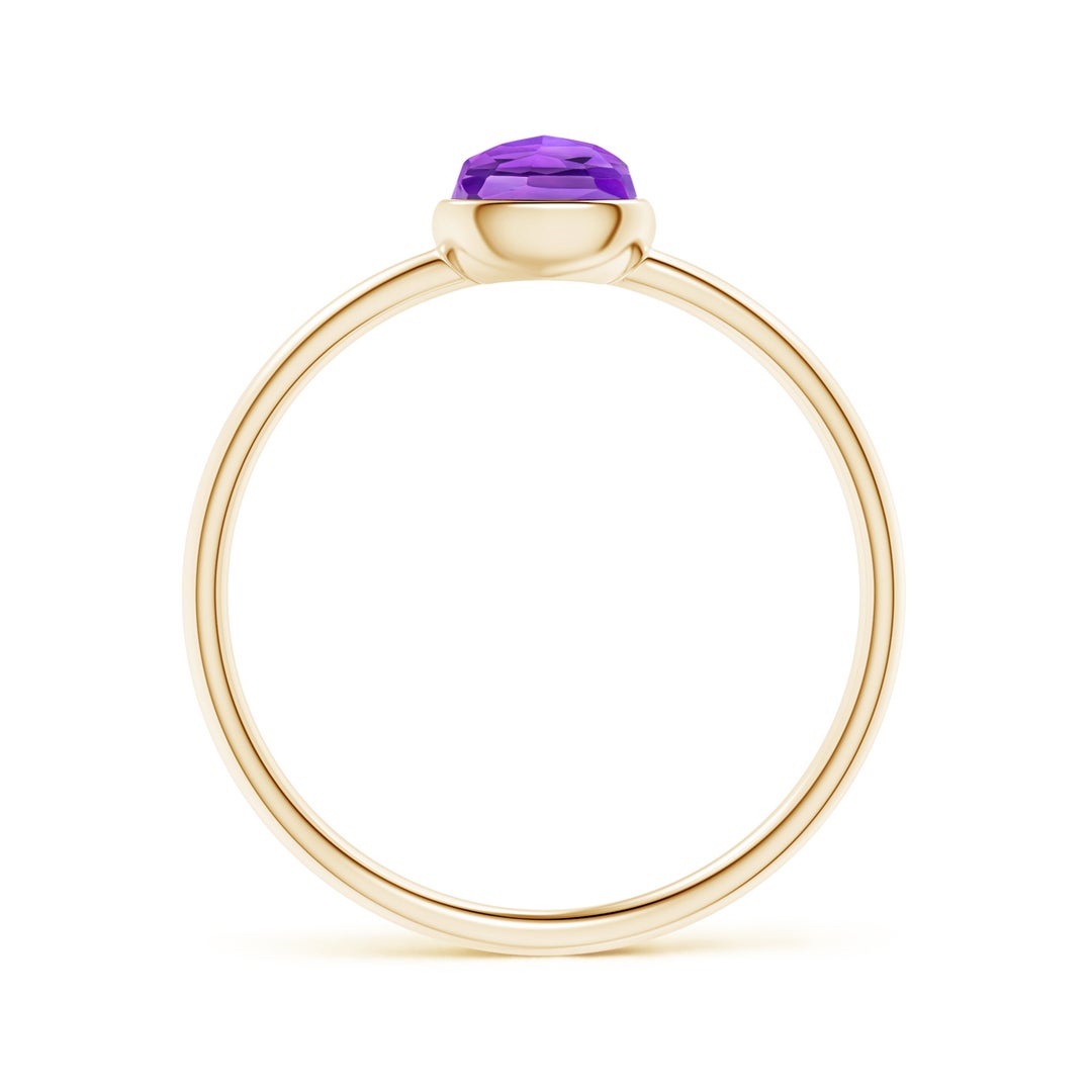 Domed Cushion Amethyst Bezel Promise Ring – 1.6 mm