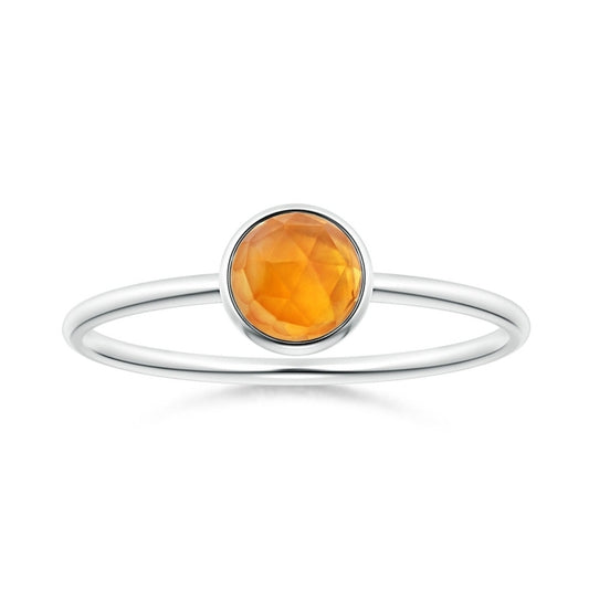 Domed Round Citrine Bezel Promise Ring – 1.6 mm