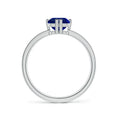 Double Flat Prongs Emerald Lab Blue Sapphire with Pavé Moissanite Engagement Ring