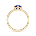 Double Flat Prongs Emerald Lab Blue Sapphire with Pavé Moissanite Engagement Ring