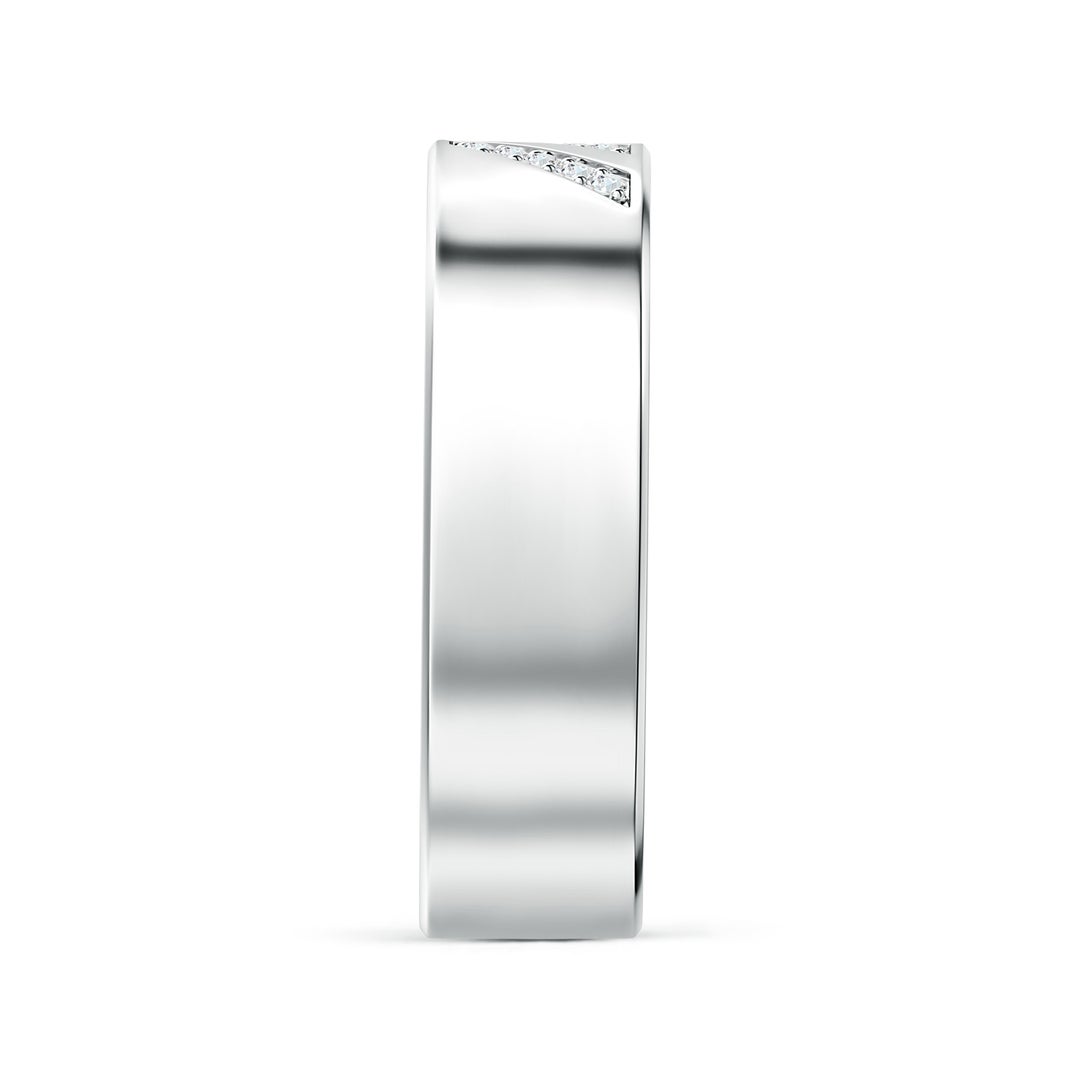 Dual Diagonal Pavé Moissanite Men’s Wedding Band-7 mm