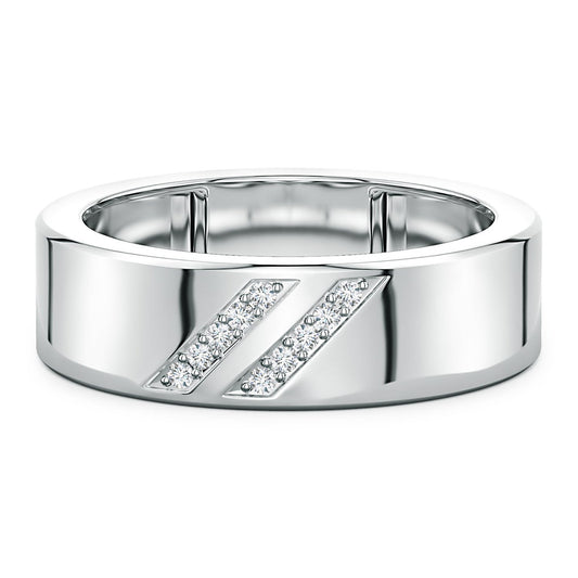 Dual Diagonal Pavé Moissanite Men’s Wedding Band-7 mm