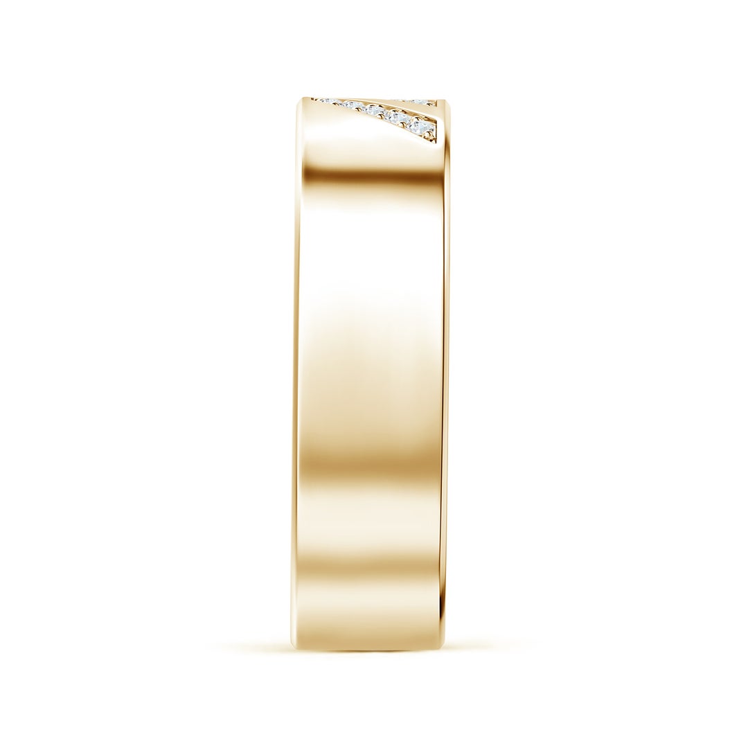 Dual Diagonal Pavé Moissanite Men’s Wedding Band-7 mm