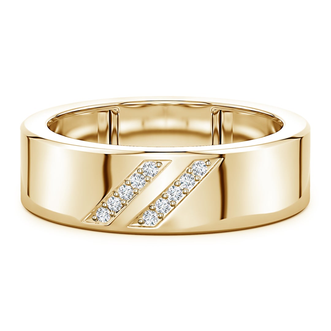 Dual Diagonal Pavé Moissanite Men’s Wedding Band-7 mm