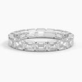 East-West Bezel Emerald Cut Eternity Moissanite Wedding Band -3.0 mm