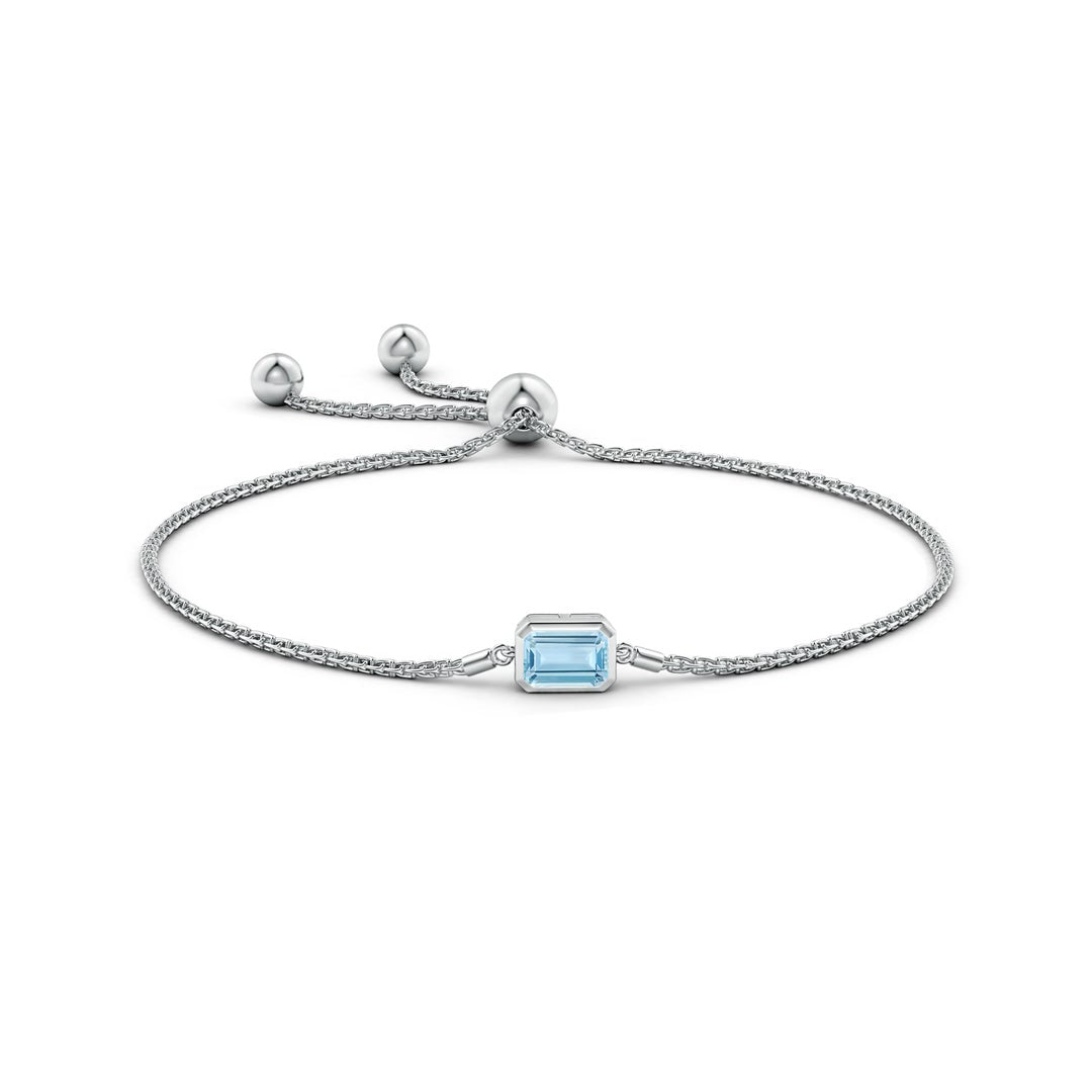 East-West Bezel-Set Emerald-Cut Aquamarine Bolo Bracelet
