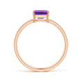 East-West Emerald Cut Amethyst with Pavé Moissanite Band Promise Ring