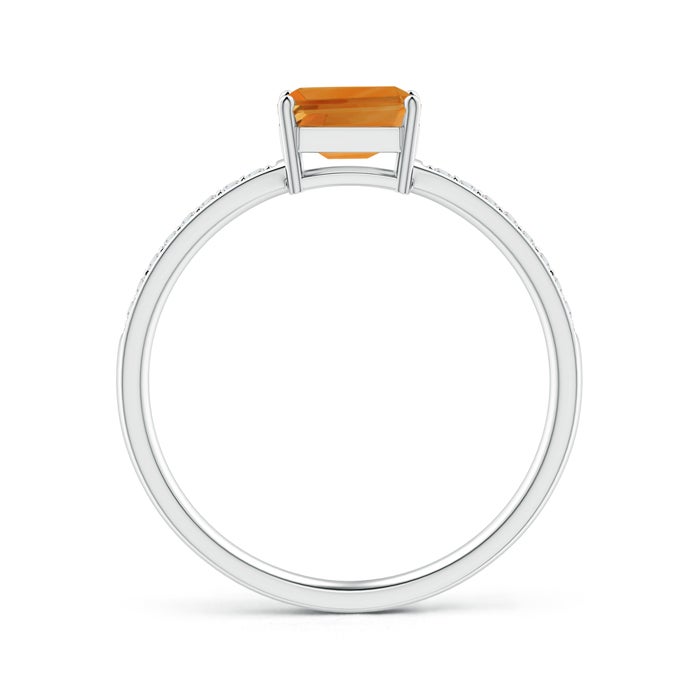 East-West Emerald Cut Citrine with Pavé Moissanite Band Promise Ring