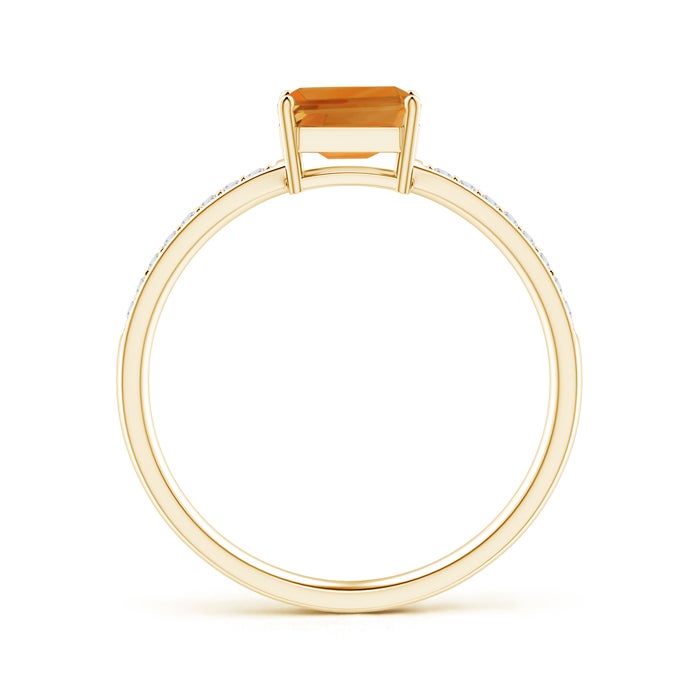East-West Emerald Cut Citrine with Pavé Moissanite Band Promise Ring