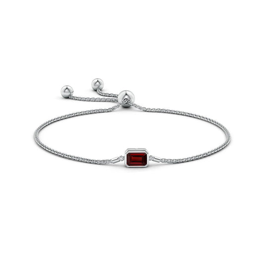East-West Emerald-Cut Garnet Bolo Bracelet