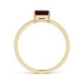 East-West Emerald Cut Garnet with Pavé Moissanite Band Promise Ring