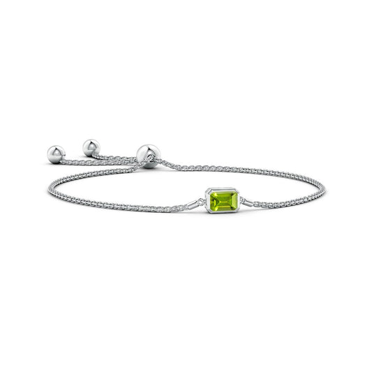 East-West Emerald-Cut Peridot Bolo Bracelet