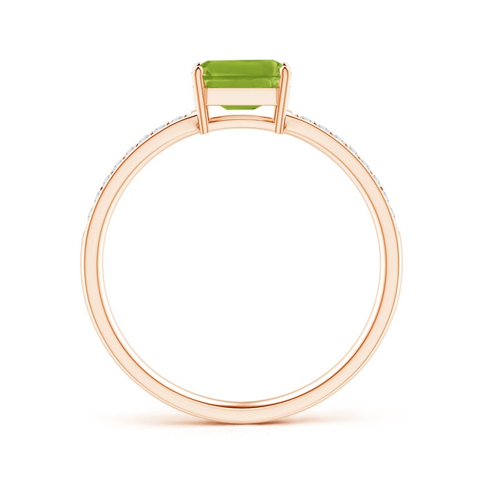 East-West Emerald Cut Peridot with Pavé Moissanite Band Promise Ring