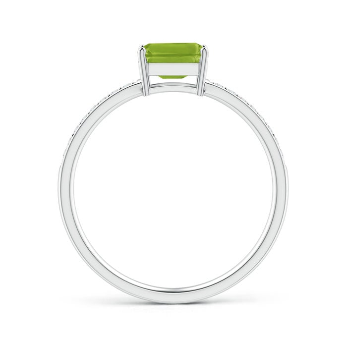 East-West Emerald Cut Peridot with Pavé Moissanite Band Promise Ring