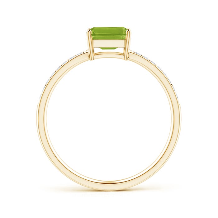 East-West Emerald Cut Peridot with Pavé Moissanite Band Promise Ring