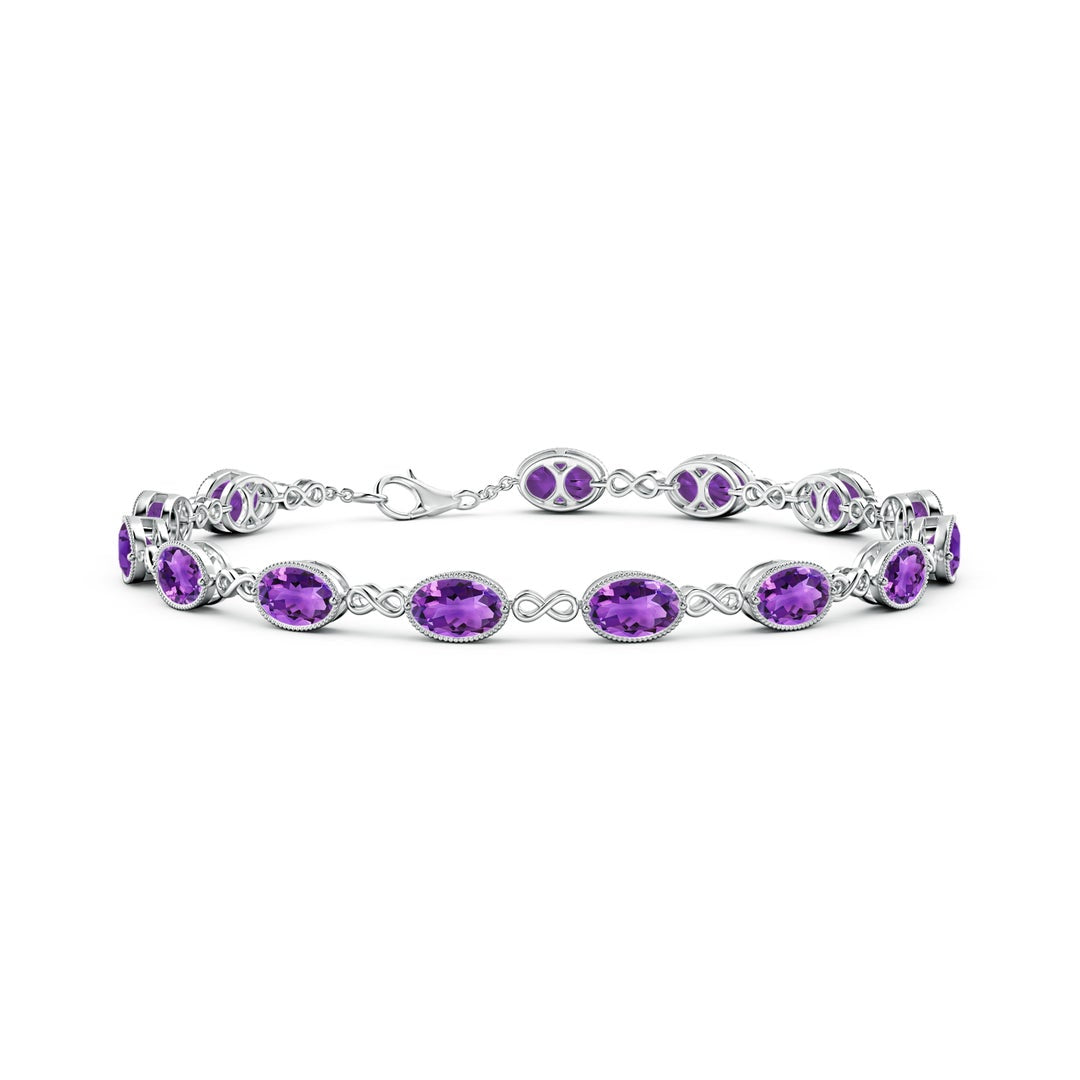 East-West Oval Amethyst Milgrain Infinity Chain Bracelet