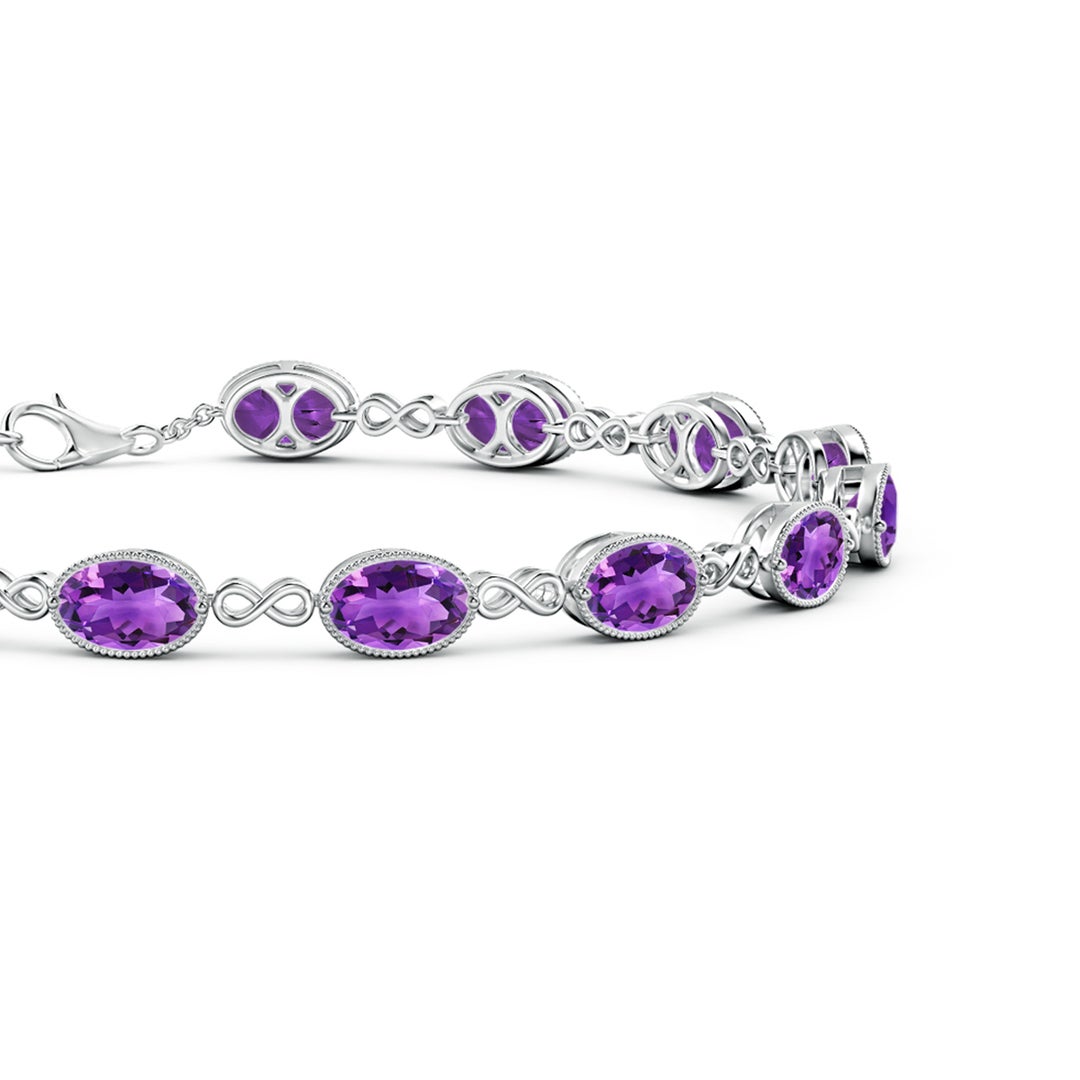 East-West Oval Amethyst Milgrain Infinity Chain Bracelet