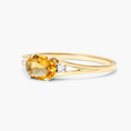 1.0CT East-West Oval Citrine with Moissanite Accents Engagement Ring