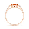 East-West Oval Citrine Solitaire Engagement Ring with Moissanite Accents