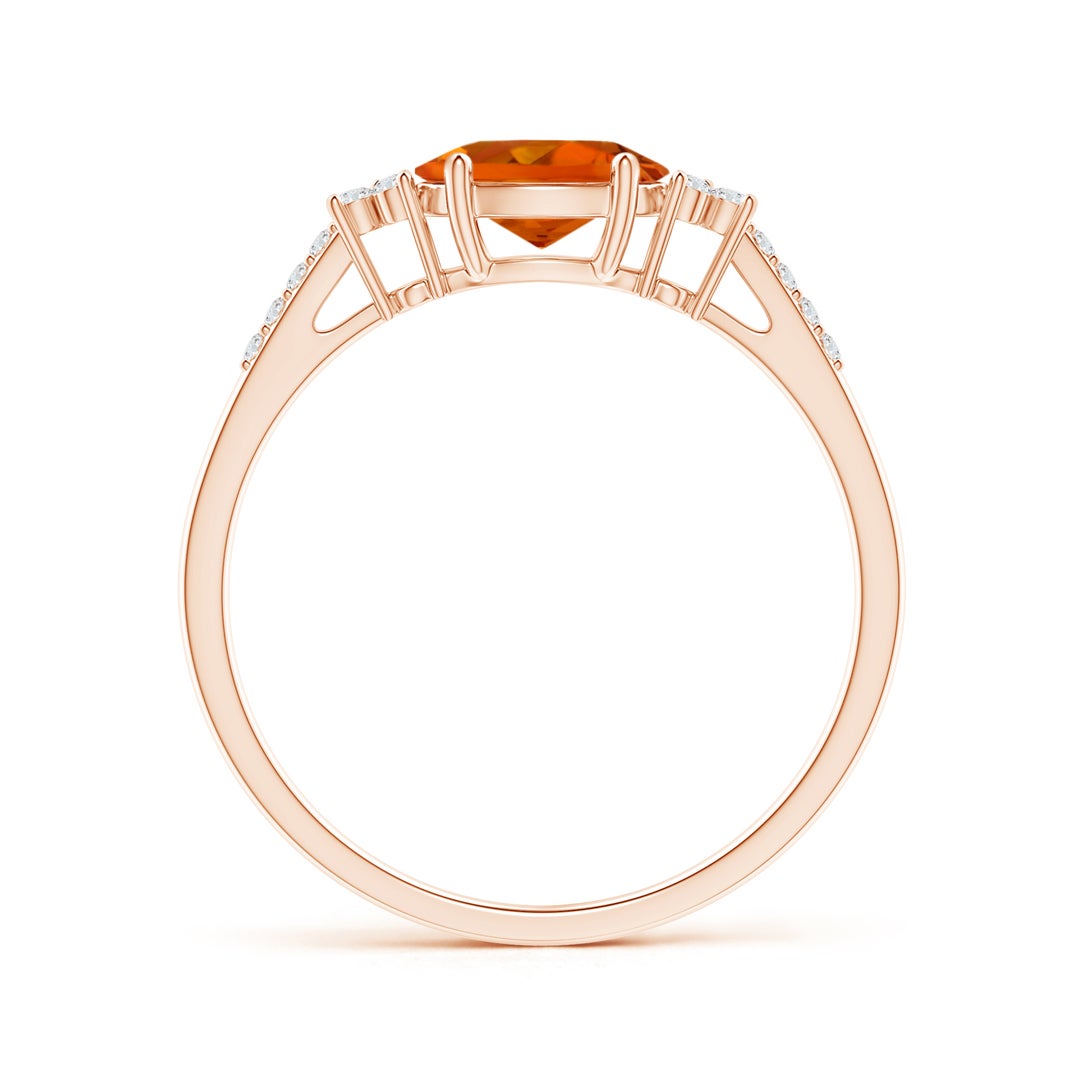 East-West Oval Citrine Solitaire Engagement Ring with Moissanite Accents
