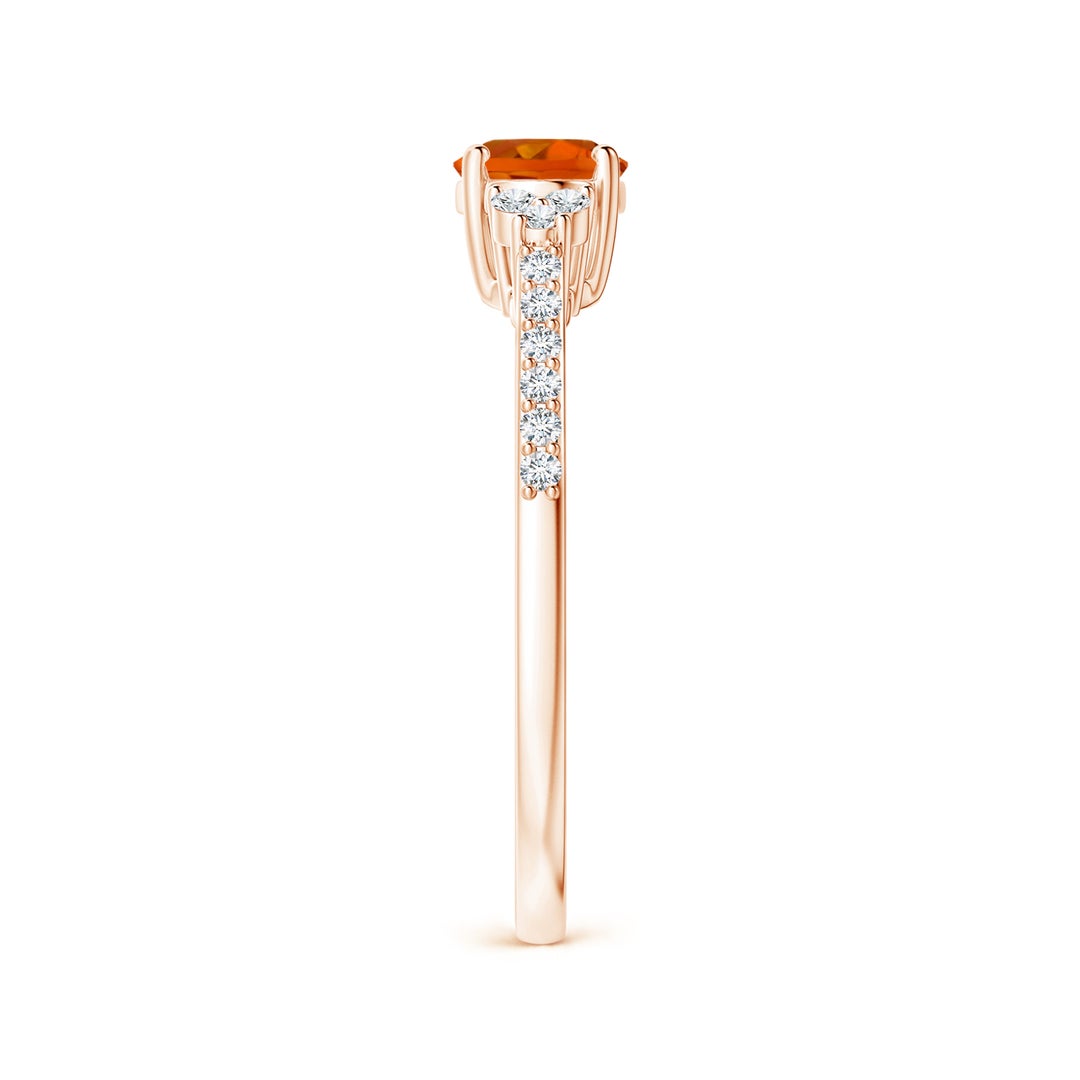 East-West Oval Citrine Solitaire Engagement Ring with Moissanite Accents