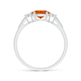 East-West Oval Citrine Solitaire Engagement Ring with Moissanite Accents